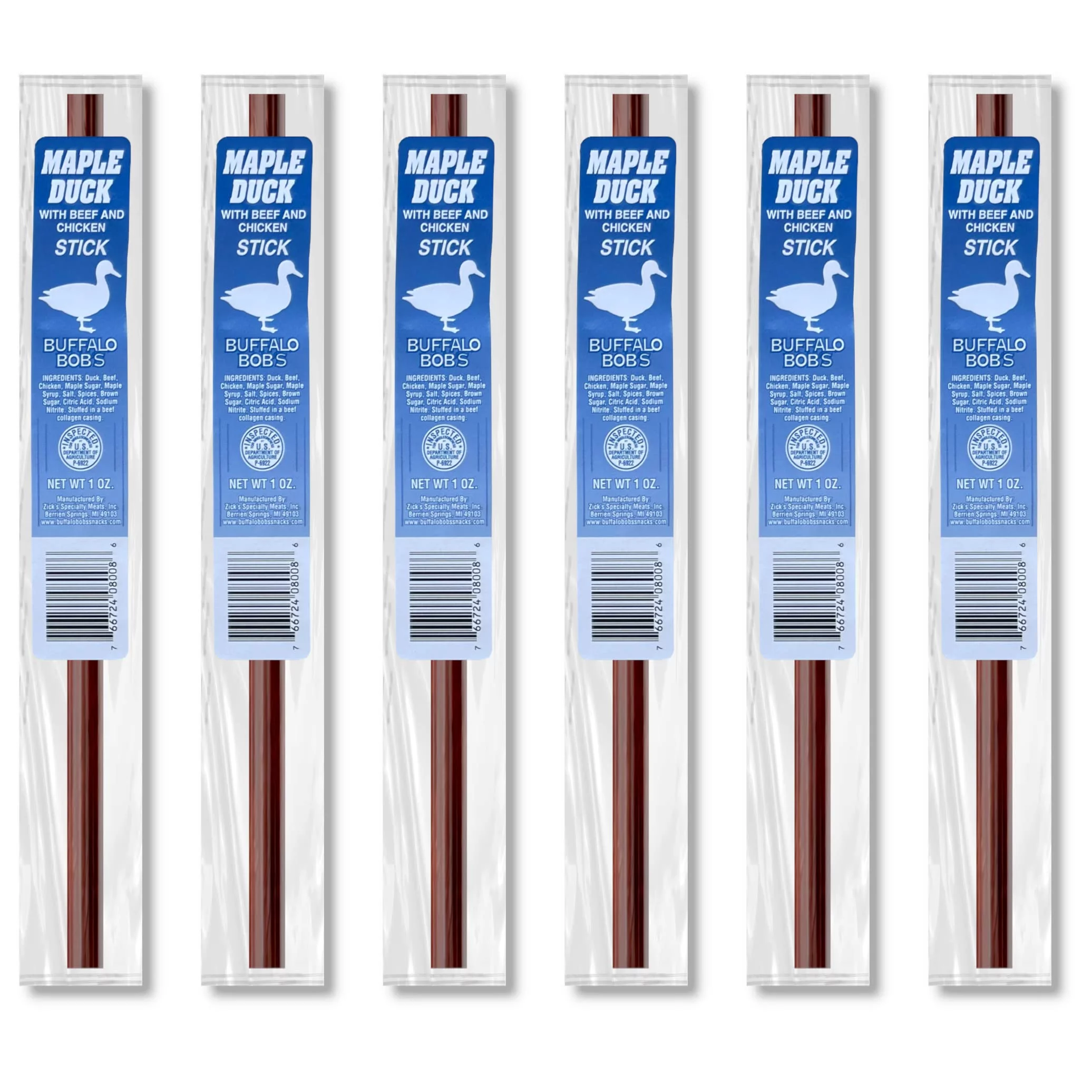 Delicious Buffalo Bob's Maple Duck Meat Stick - Irresistible 6 Pack!
