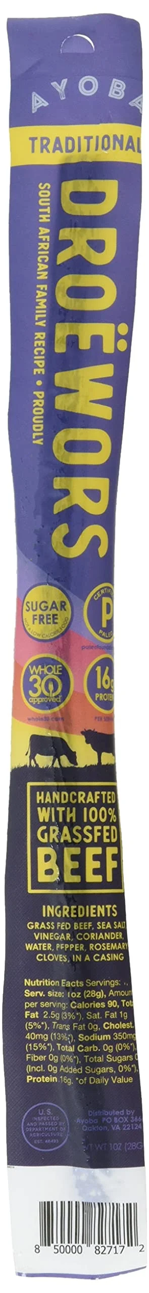 Ayoba-yo - Beef Stick Droewors - Case of 12 - 1 OZ