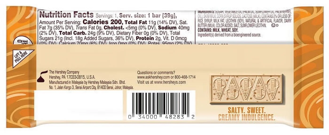 Hershey's Salted Caramel Flavored White Creme w/ Toffee Pieces 24ct - 1.38 oz Bars
