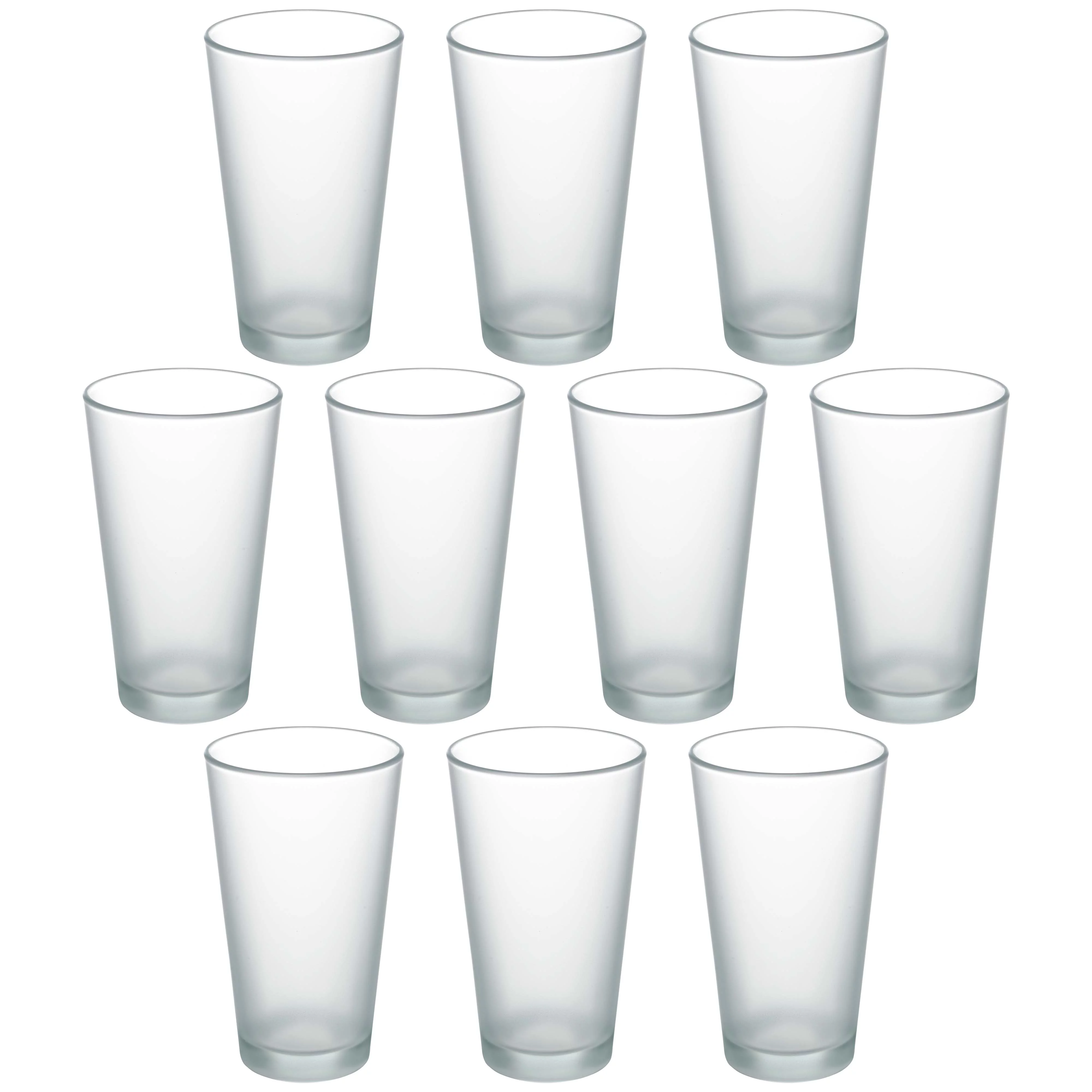 10 Frosted Pint Glasses Set, 16 oz. - Barware, Mixing Glass, Durable - Frosted