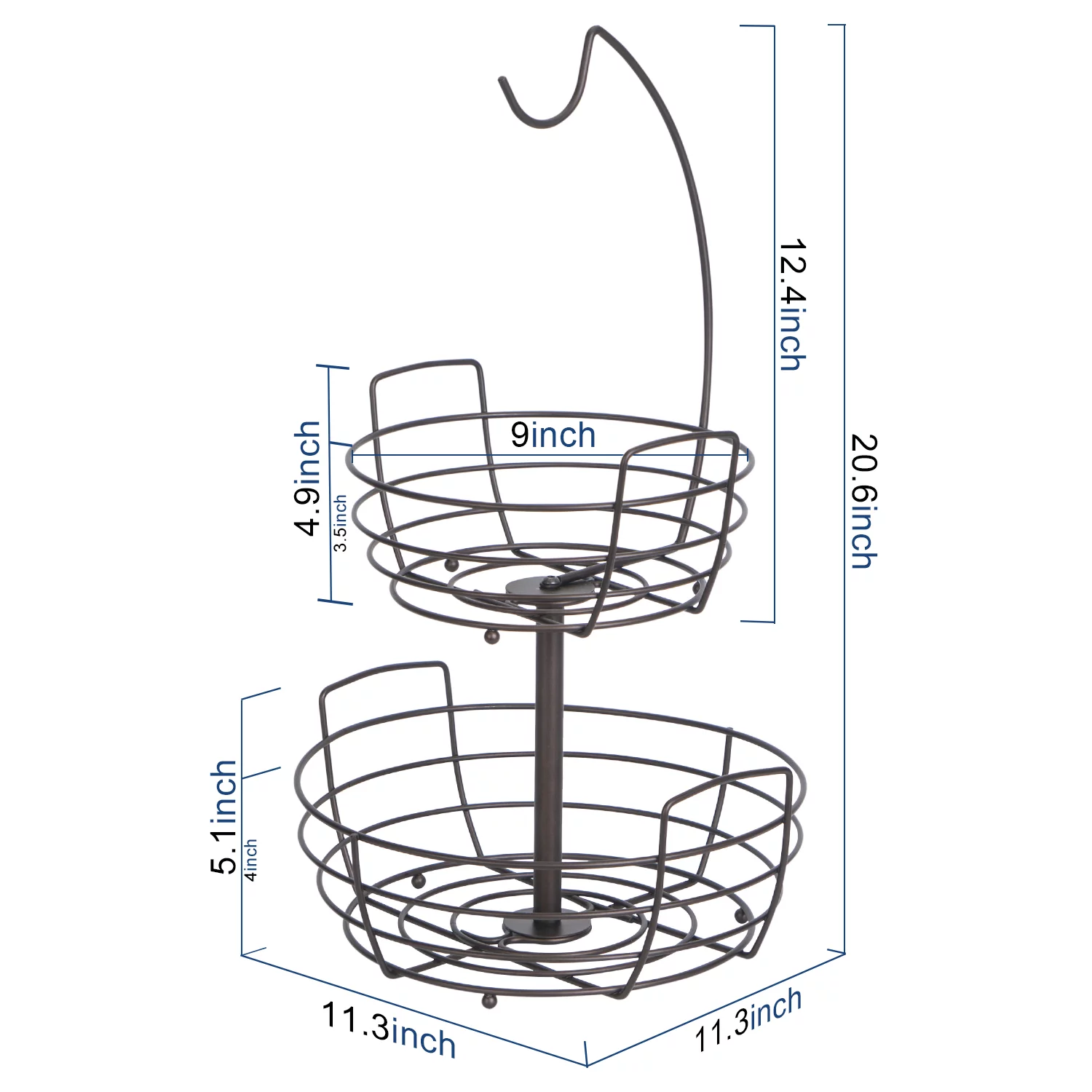 Auledio 2 Tier Disassembly Fruit Holder,Fruit Basket Bowlwith Banana Holdersin Kitchen in home