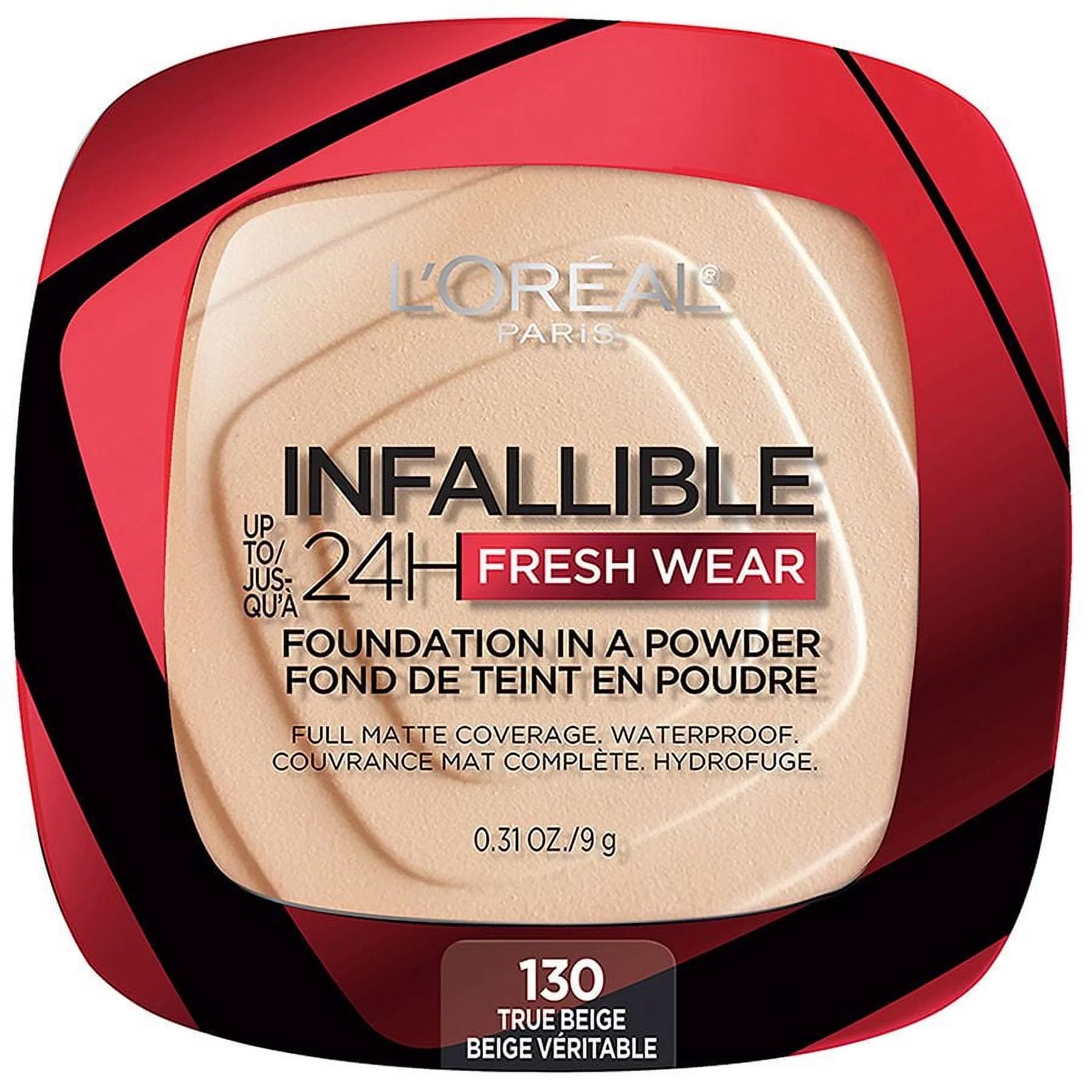 L'Oreal Paris Infallible Up to 24 Hour Fresh Wear Foundation in a Powder, True Beige 0.31oz Pack of 2
