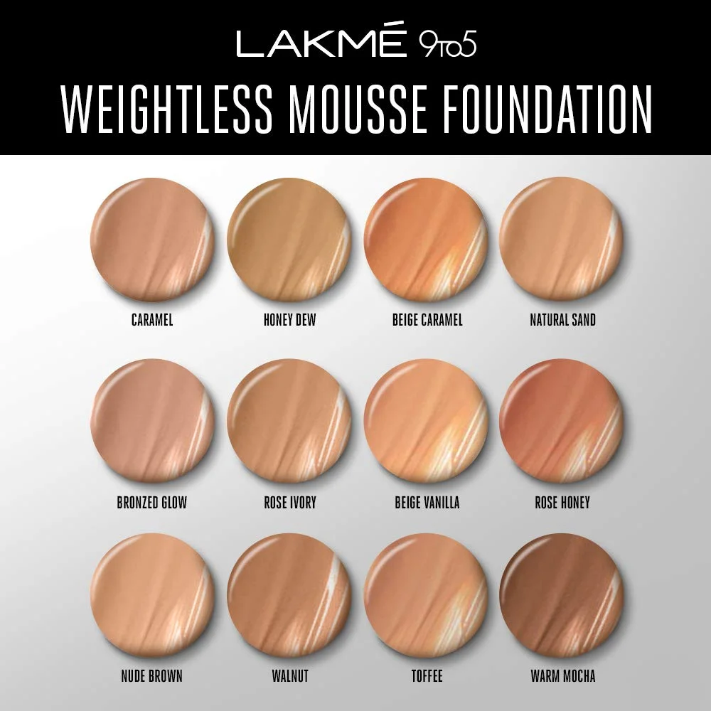 Lakmé 9 To 5 Weightless Mousse Foundation, Beige Vanilla, 25G Matte Finish