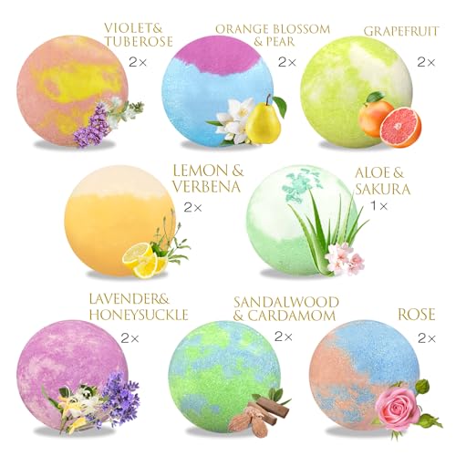 Bath Bombs for Women Gift Set, 15 Pcs Handmade Bubble Bathbombs, Shea & Coco Butter Dry Skin Moisturize, SPA Relaxing Gifts for Women & Men, Her, Girls, Wife, Birthday