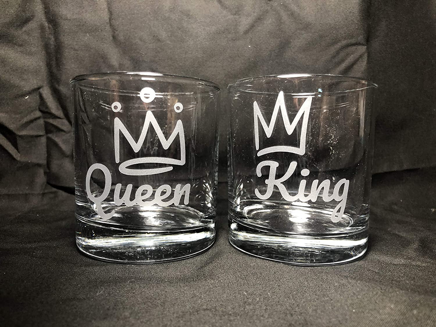 King Queen Wifey Hubby His Hers Couple Marriage Anniversary Parents Mother Father 10 Oz Rock Whiskey Glass Set Of 2 Wine