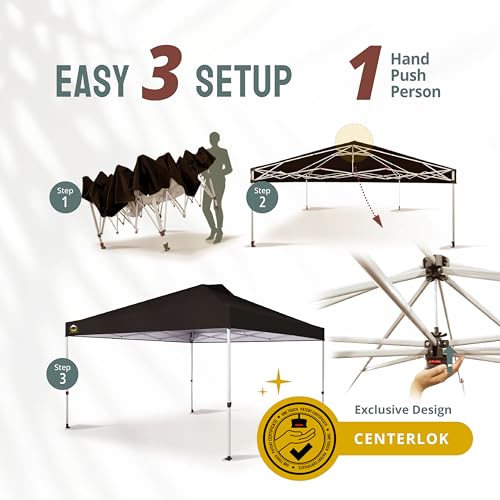 CROWN SHADES 10x10 Pop Up Canopy - Beach Tent with One Push Setup - Easy Outdoor Sun Shade for Events, Parties, Camping - Gazebo with STO-N-Go Cover Bag, Silver Coated Top, White