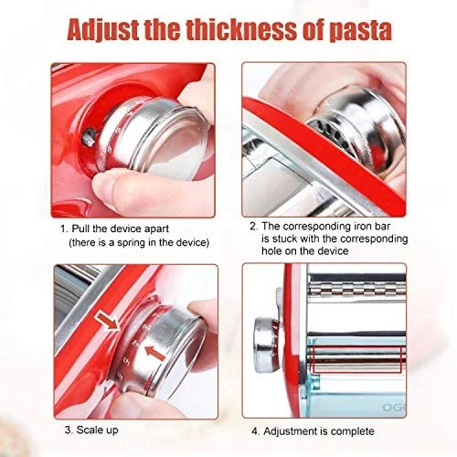 Stainless Steel Manual Pasta Maker Machine With Adjustable Thickness Settings PLUS a Jar Opener (Gift)