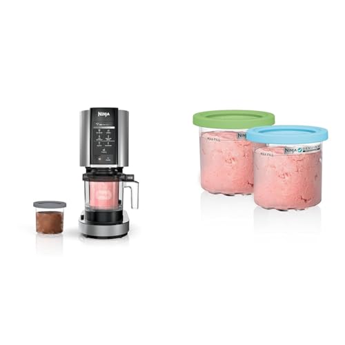 Ninja NC301 CREAMi Ice Cream Maker, for Gelato, Mix-ins, Milkshakes, Sorbet, Smoothie Bowls & More, 7 One-Touch Programs, with (2) Pint Containers & Lids, Compact Size, Perfect for Kids, Silver
