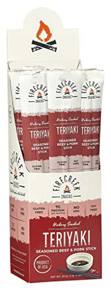 Firecreek Teriyaki Hickory Smoked Beef Jerky Meat Stick, All Natural, Keto, Paleo, Low Carb, Msg Free, Soy Free, Gluten Free, Quantity 20