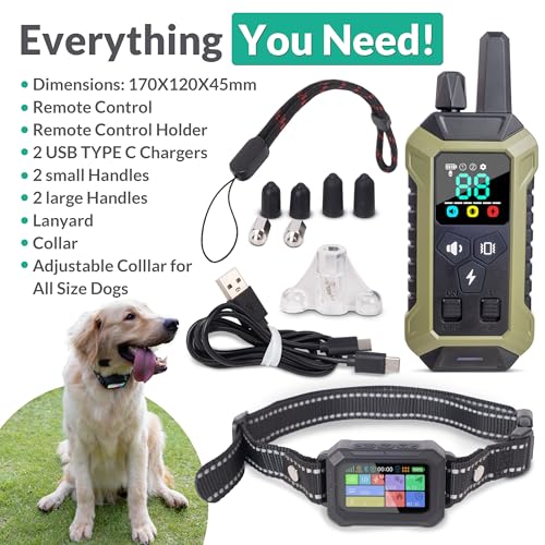 GPS Wireless Dog Fence System Collar – 2-in-1 Remote or App Controlled Invisible Boundary and Training GPS Dog Collar with 4 Training Modes – Covers up to 7000 Ft (3533 Acres)