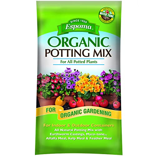 Espoma Organic Potting Soil Mix - All Natural Potting Mix for All Indoor & Outdoor Containers Including Herbs & Vegetables. for Organic Gardening, 16 qt. Bag. Pack of 1