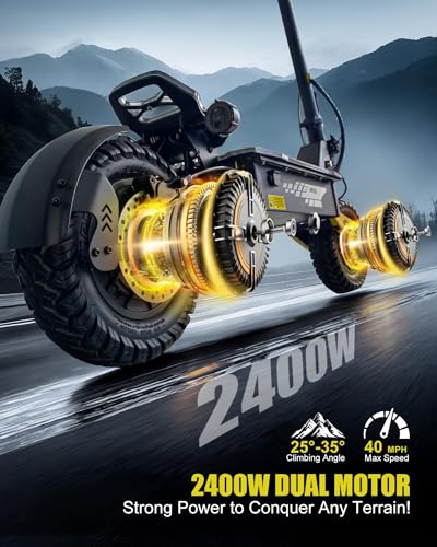 Electric Scooter for Adults, 1200W/2400W Off Road Motor Fast E Scooter, Up to 31/40 MPH Top Speed & 20/43 Miles Long Range, 11