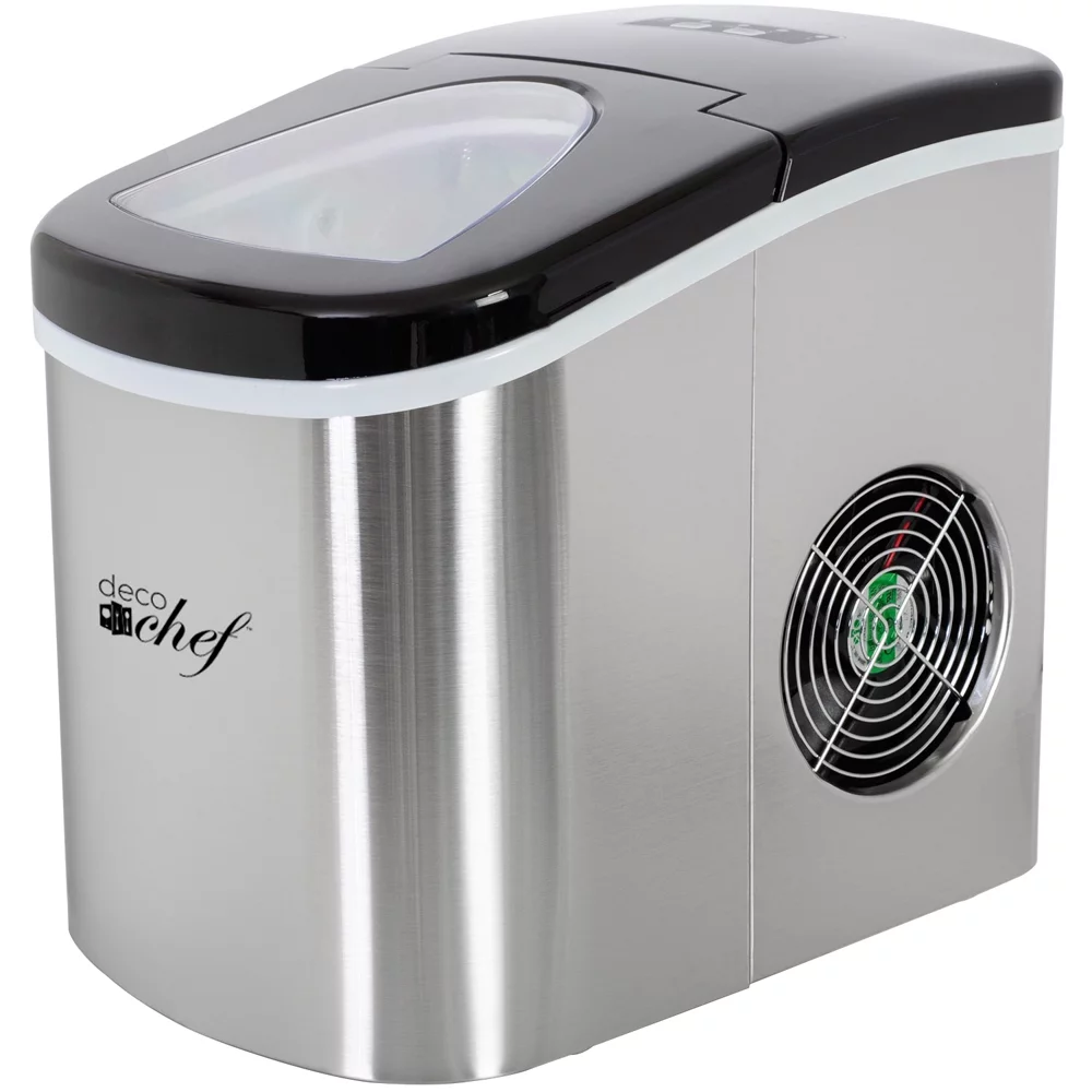 Deco Chef IMSTS Compact Electric Ice Maker Stainless Steel Bundle with 1 Year Extended Protection Plan