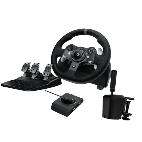 Logitech G920 Driving Force Racing Wheel and Floor Pedals, Real Force Feedback, Stainless Steel Paddle Shifters, Leather Steering Wheel Cover for Xbox Series X|S, Xbox One, PC, Mac - Black