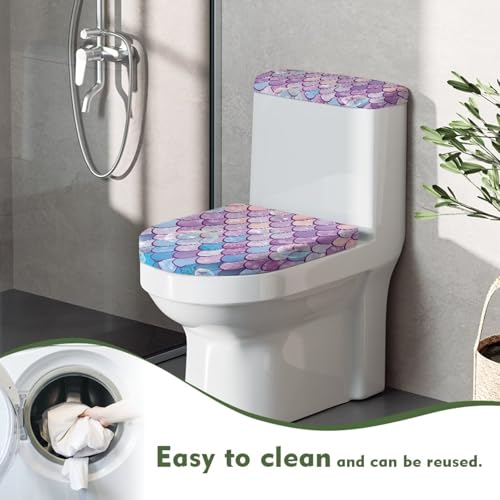 Christmas Bow Bell Toilet Tank Lid Cover and Toilet Seat Lid Cover 2 Pcs Set Toilets Covers with Elastic Cloth Fits Most Toilets Tanks & Lids