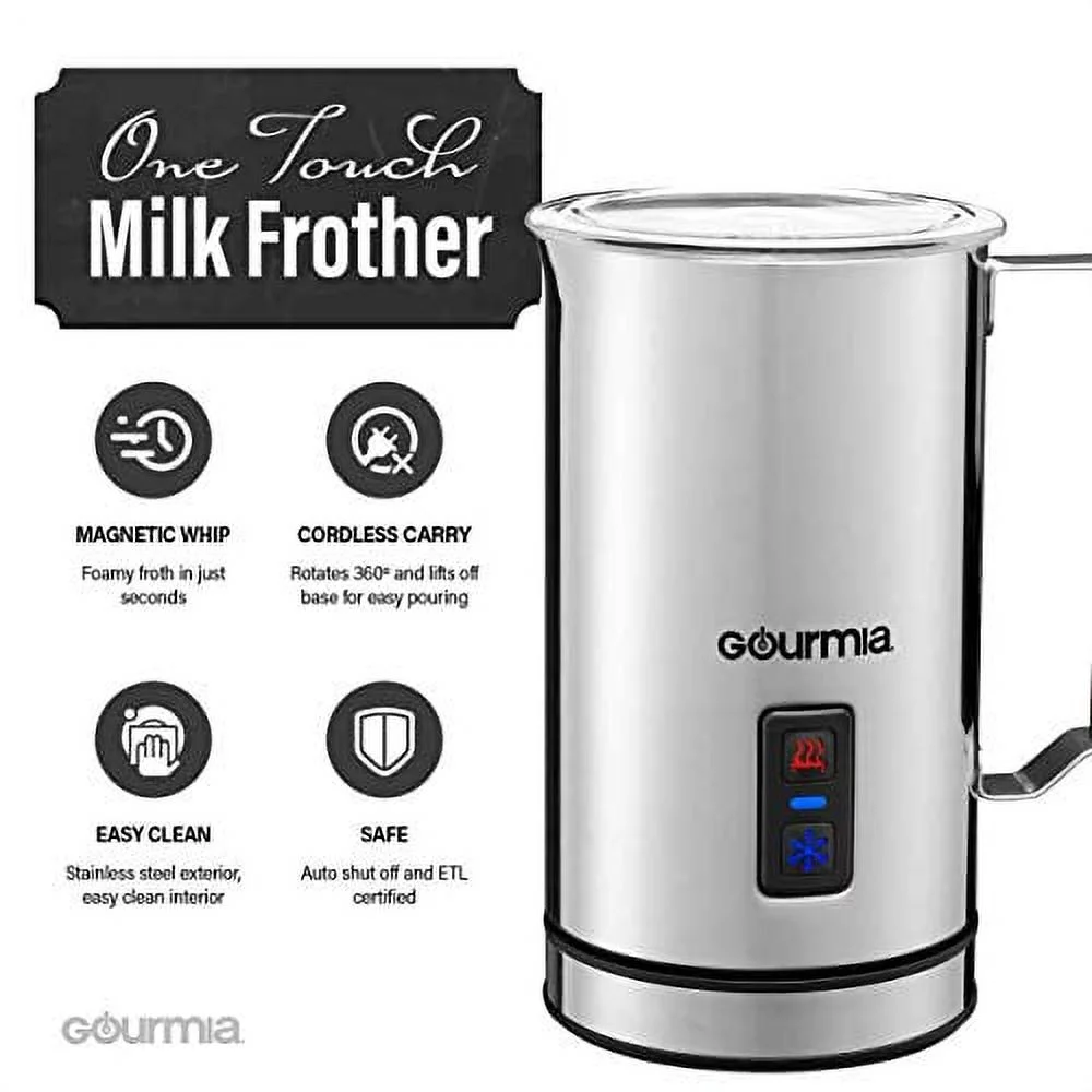 Gourmia Milk Frother, Stainless Steel Design