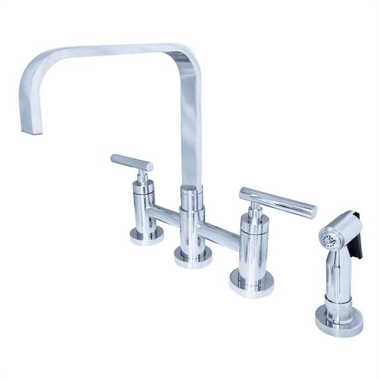 Kingston Brass  Manhattan 2-Handle Kitchen Faucet with Brass Side Sprayer, Polished Chrome