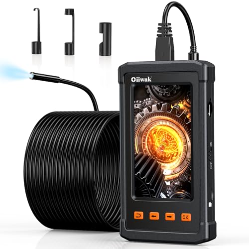 50FT Endoscope Camera with Light, Oiiwak Snake Borescope Endoscope Inspection Camera for Pipe Sewer Drain Plumbing Inspection 1080P HD 4.3