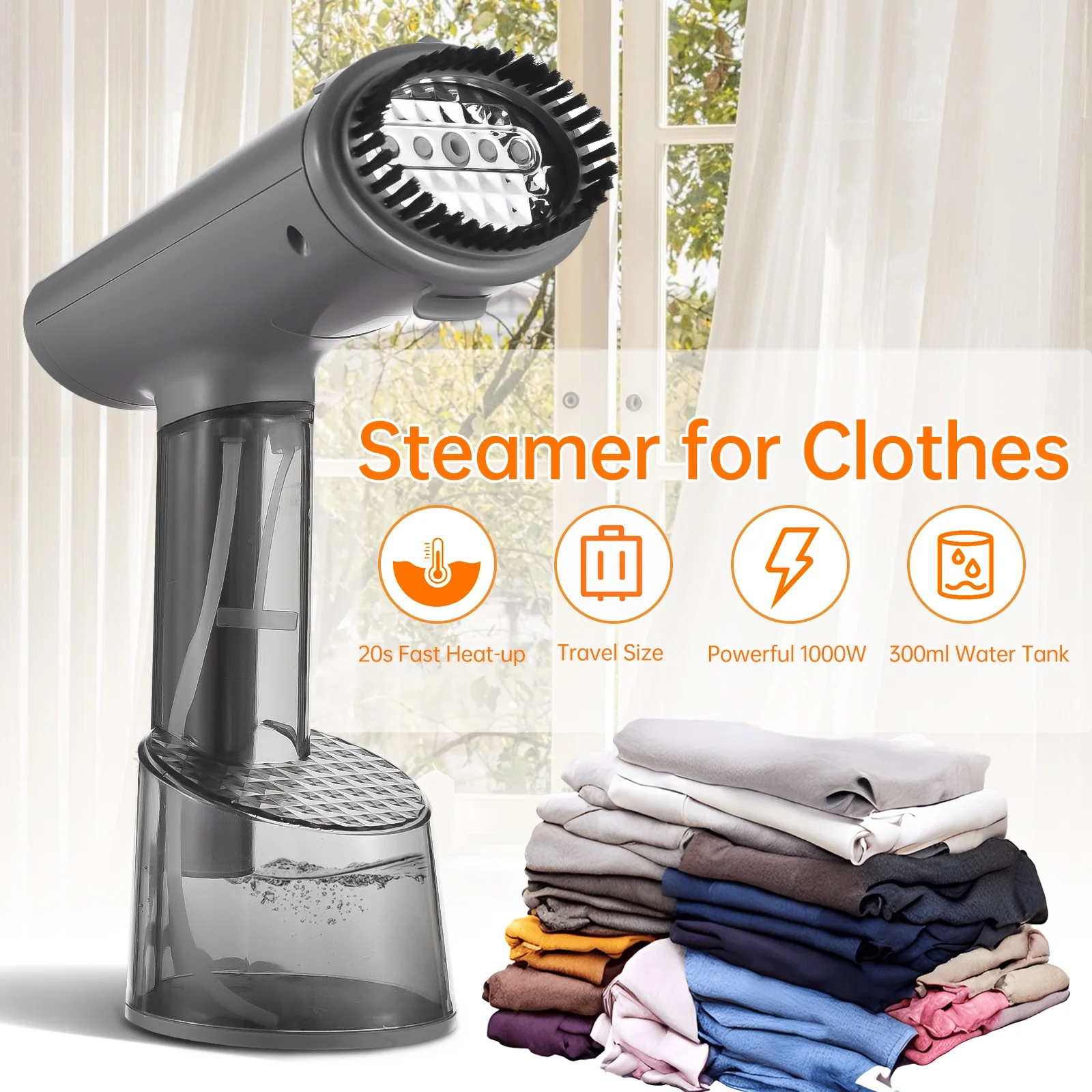 Walmeck Handheld Garment Steamer 1000 Watts with Brush and 20-Second Heatup