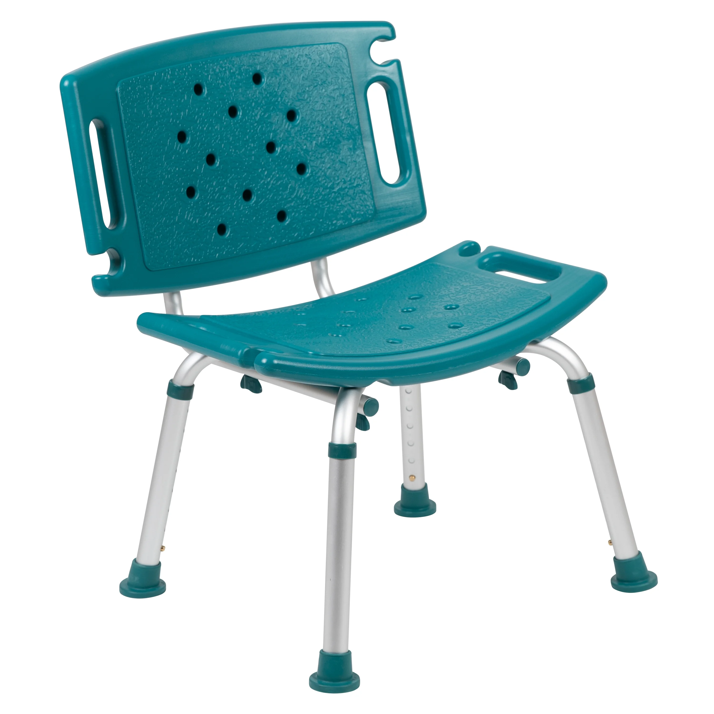 Flash Furniture HERCULES Series Tool-Free and Quick Assembly, 300 Lb. Capacity, Adjustable Teal Bath & Shower Chair with Extra Large Back