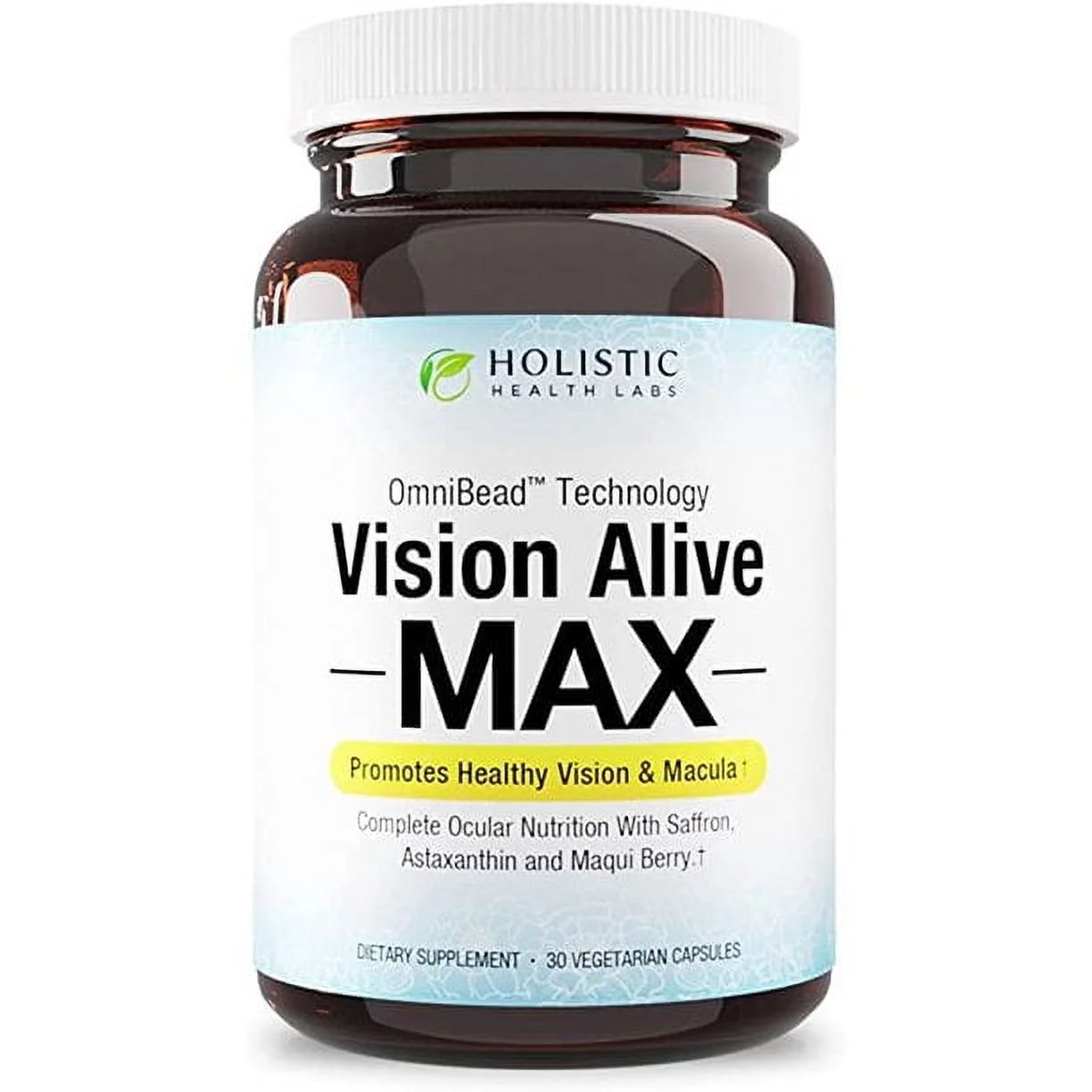 Vision Alive Max with 8 Natural Ingredients Lutemax® 2020, Bilberries, Blueberries, c3g from Black Currant, Maqui Berry, Saffron, and Astaxanthin 30 Vegetarian Capsules