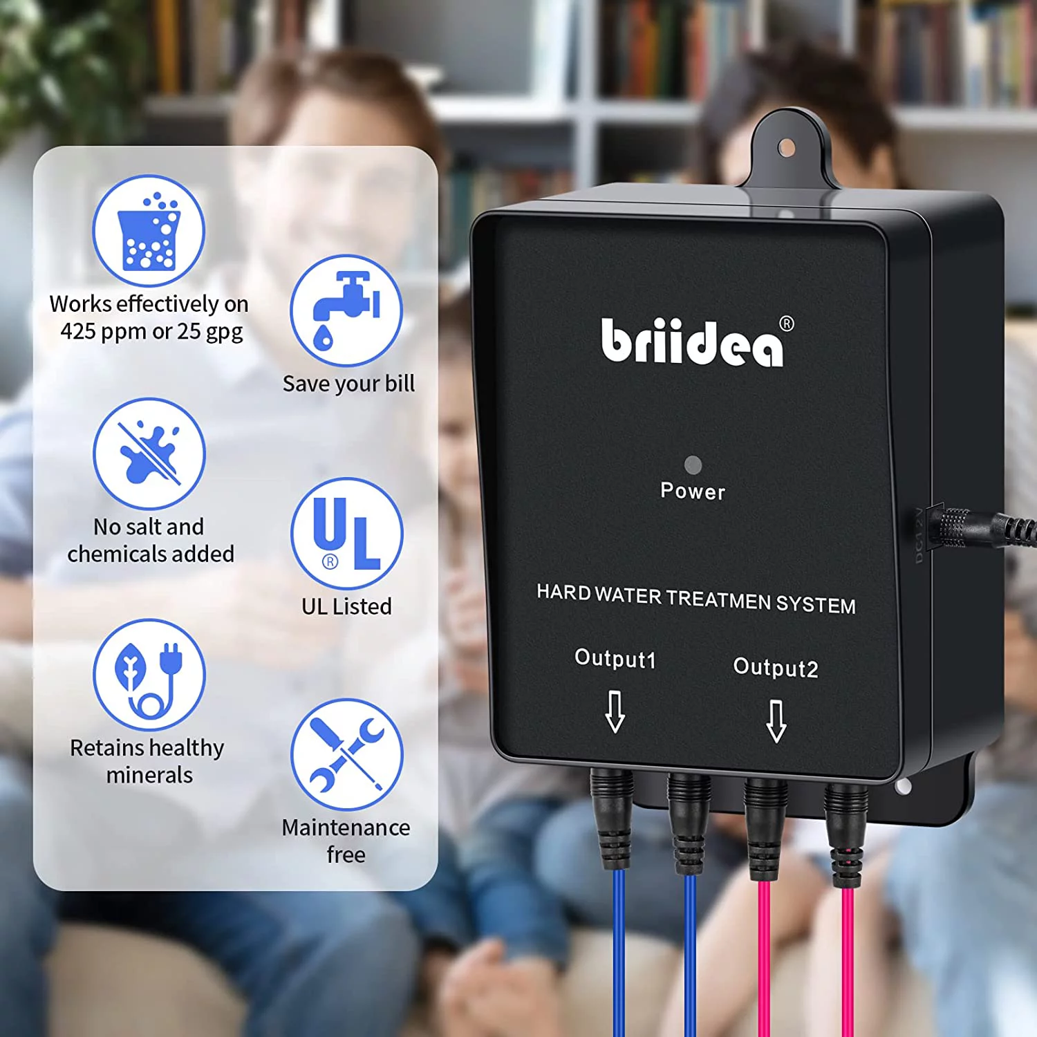 Water Descaler,Briidea Water Descaler Whole House,Salt-Free Hard Water Softener