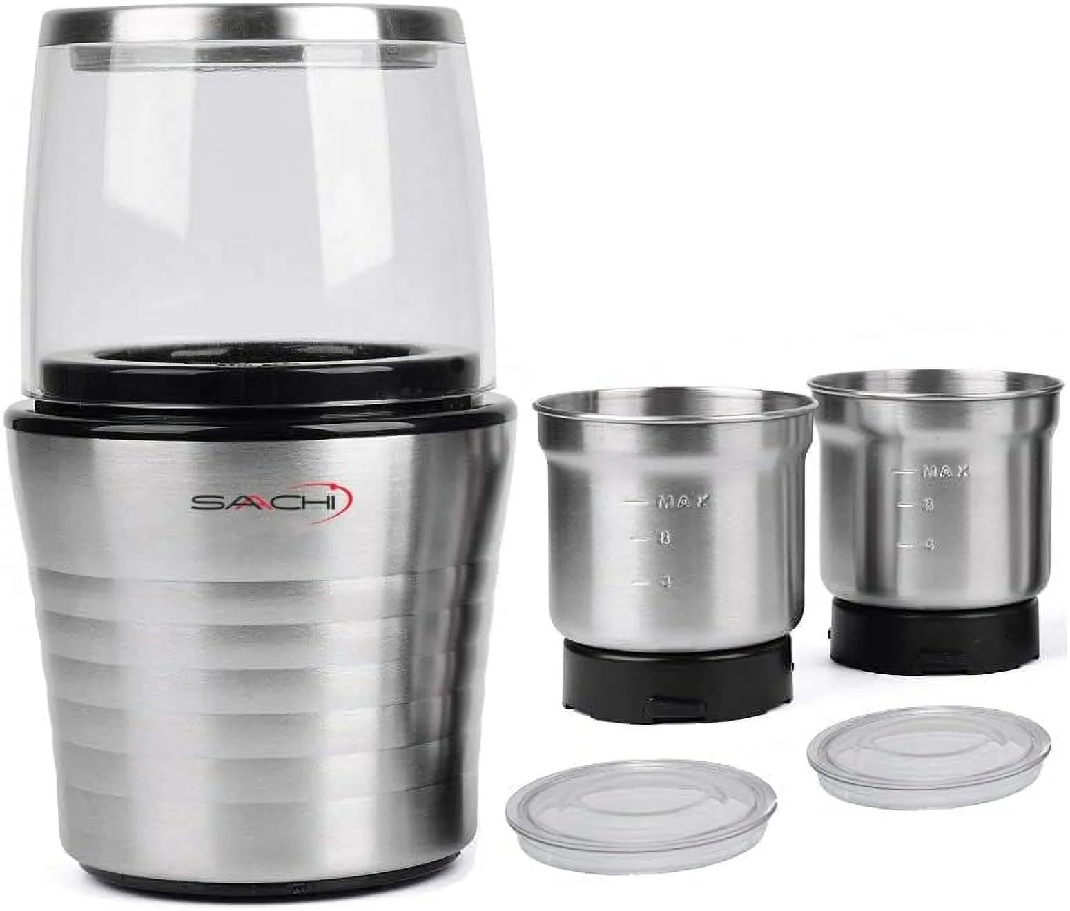 Electric Coffee Grinder Plus Wet And Dry Spice Grinder With 2 Stainless Steel Blades Removable Bowls, SA-2915