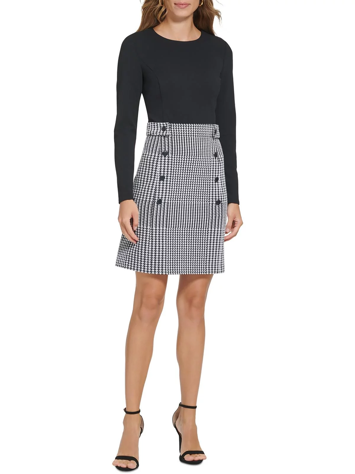 DKNY Womens Petites Knit Long Sleeves Shift Dress