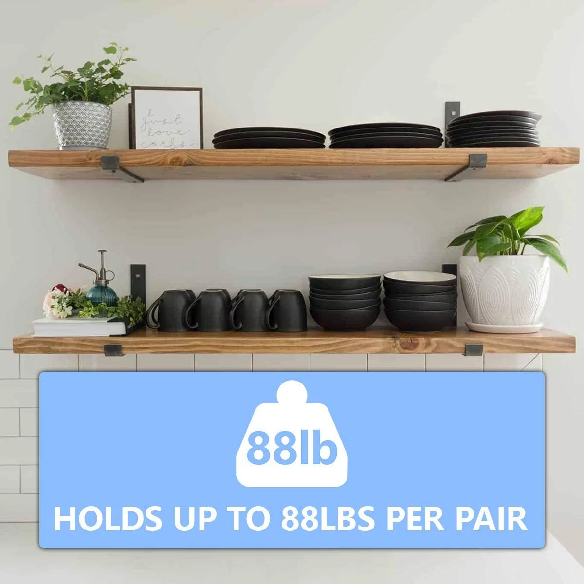 Metal Shelf Bracket 4 Pack, DIY Open Shelving, Black (11.25