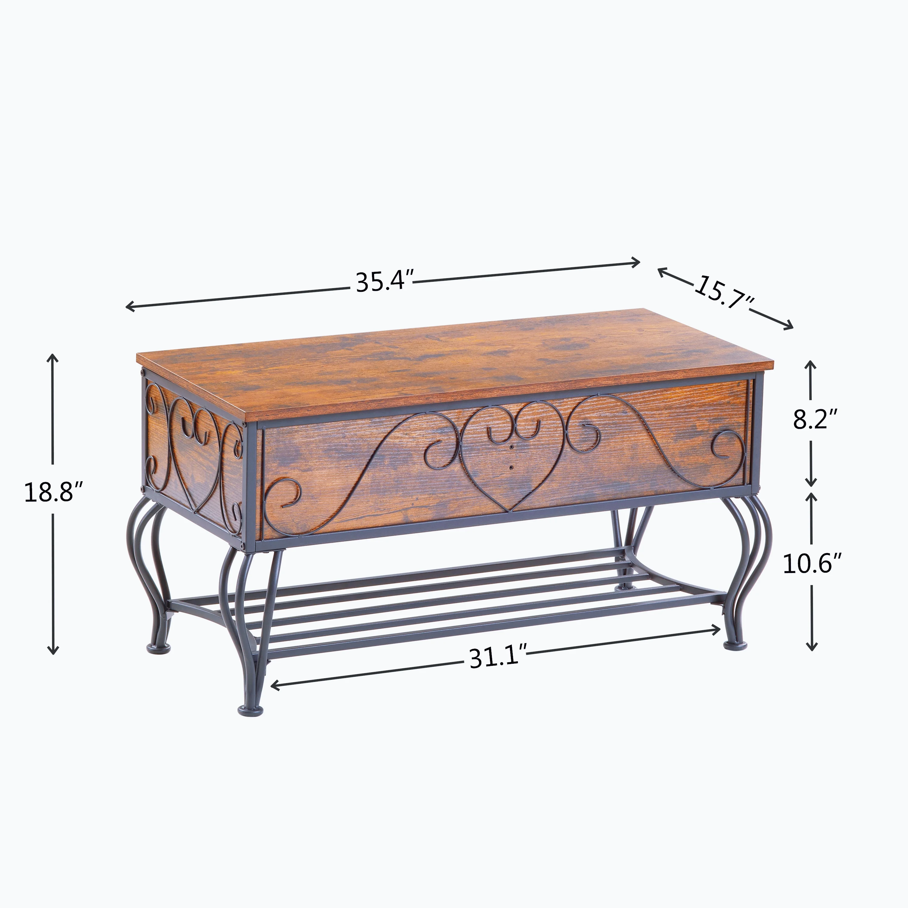 Shoe Rack Bench for Entryway, Industrial Bench with Shoe Storage Shelf, Rustic Shoe Rack for Small Spaces, Metal Shoe Rack with Wood Bench