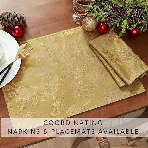 Elrene Home Fashions Poinsettia Elegance Jacquard Holiday Table Runner, 13