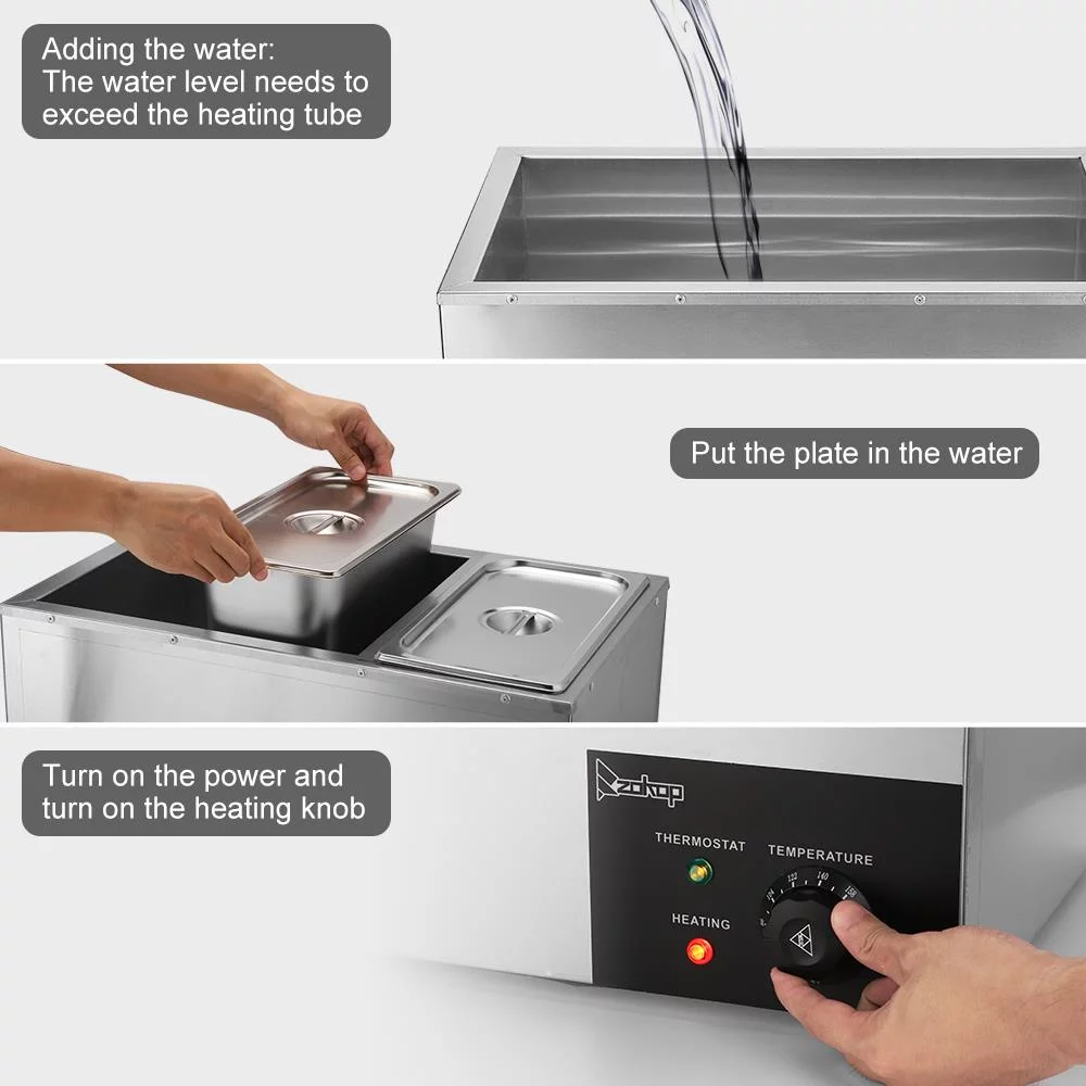 Zimtown 6.9Qt Commercial Grade Stainless Steel Bain Marie Buffet Food Warmer Steam Table, 3 Pan