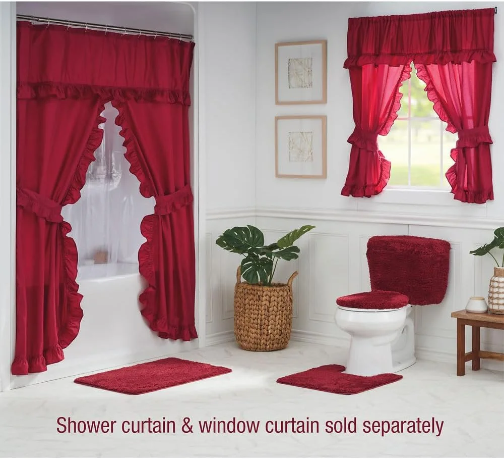 Stoneberry Home Plush 5-Piece Bath Rug Set, Burgundy