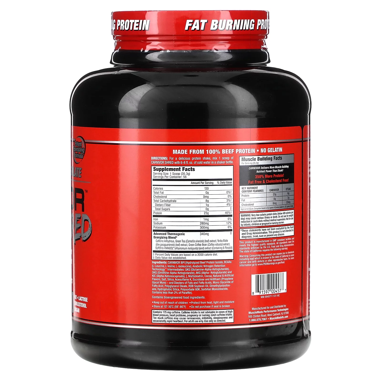 MuscleMeds Carnivor Shred, Hydrolyzed Protein, Chocolate, 4.35 lbs (1,977 g)