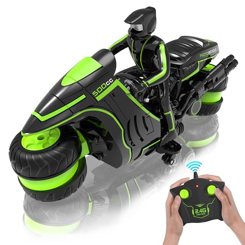 Eulogia Remote Control Motorcycle, 360° Spinning Wheel RC Stunt Motocross Toys, High Speed Riding Model with Rechargeable Battery, Drift Motorbikes for Kids, Gift for Boys & Girls Ages 5+