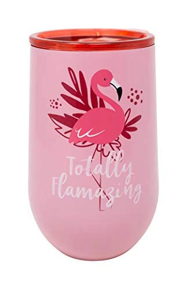 Boston Warehouse Flamingo Flamingle Insulated Stemless Wine Goblet, 16 ounce, Pink (47004)