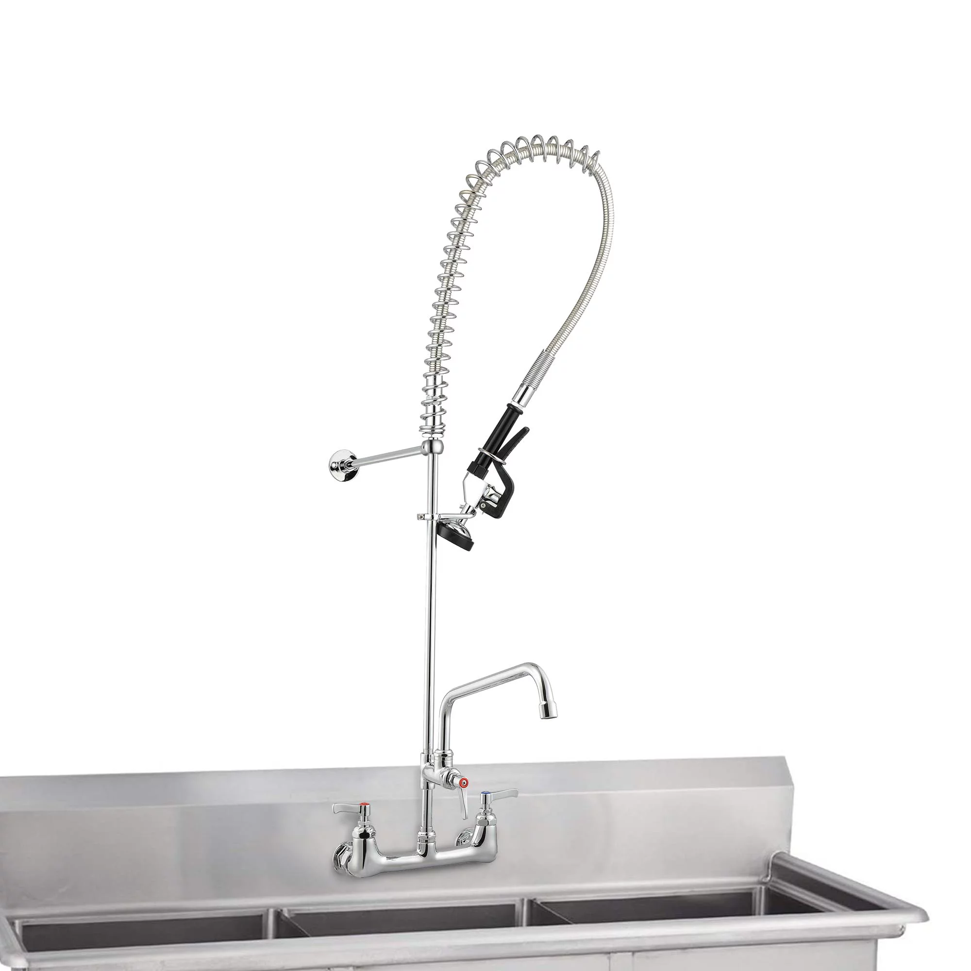 Aquaterior Pull Down Commercial Kitchen Faucet Pre-Rinse Chromed w/ 12