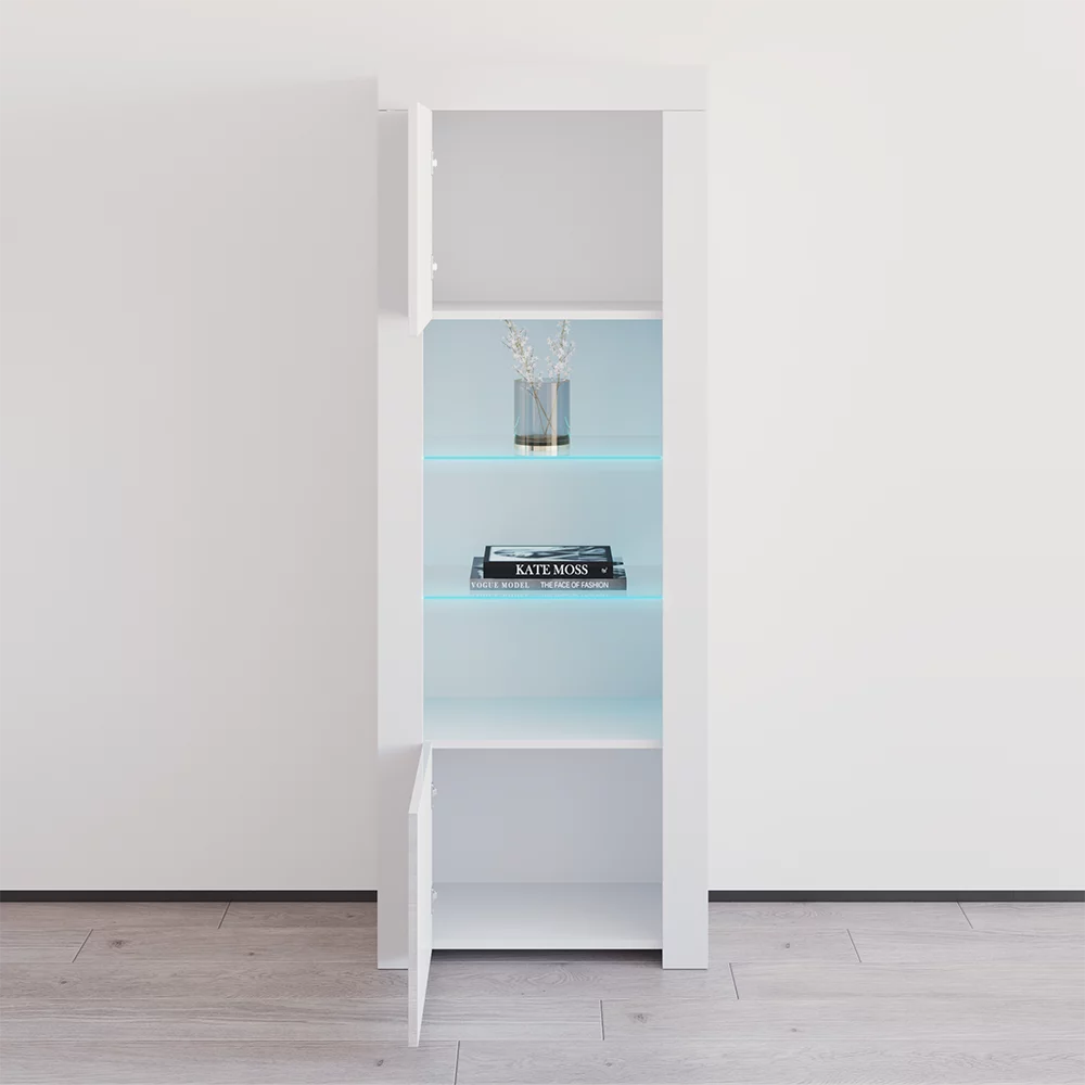 Milano Bookcase Matte Body & High Gloss Fronts, White