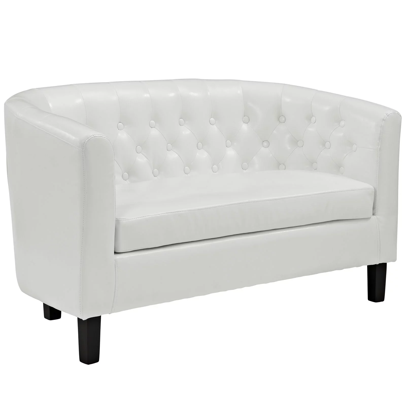 Modern Contemporary Living Room Two Seater Loveseat Sofa White