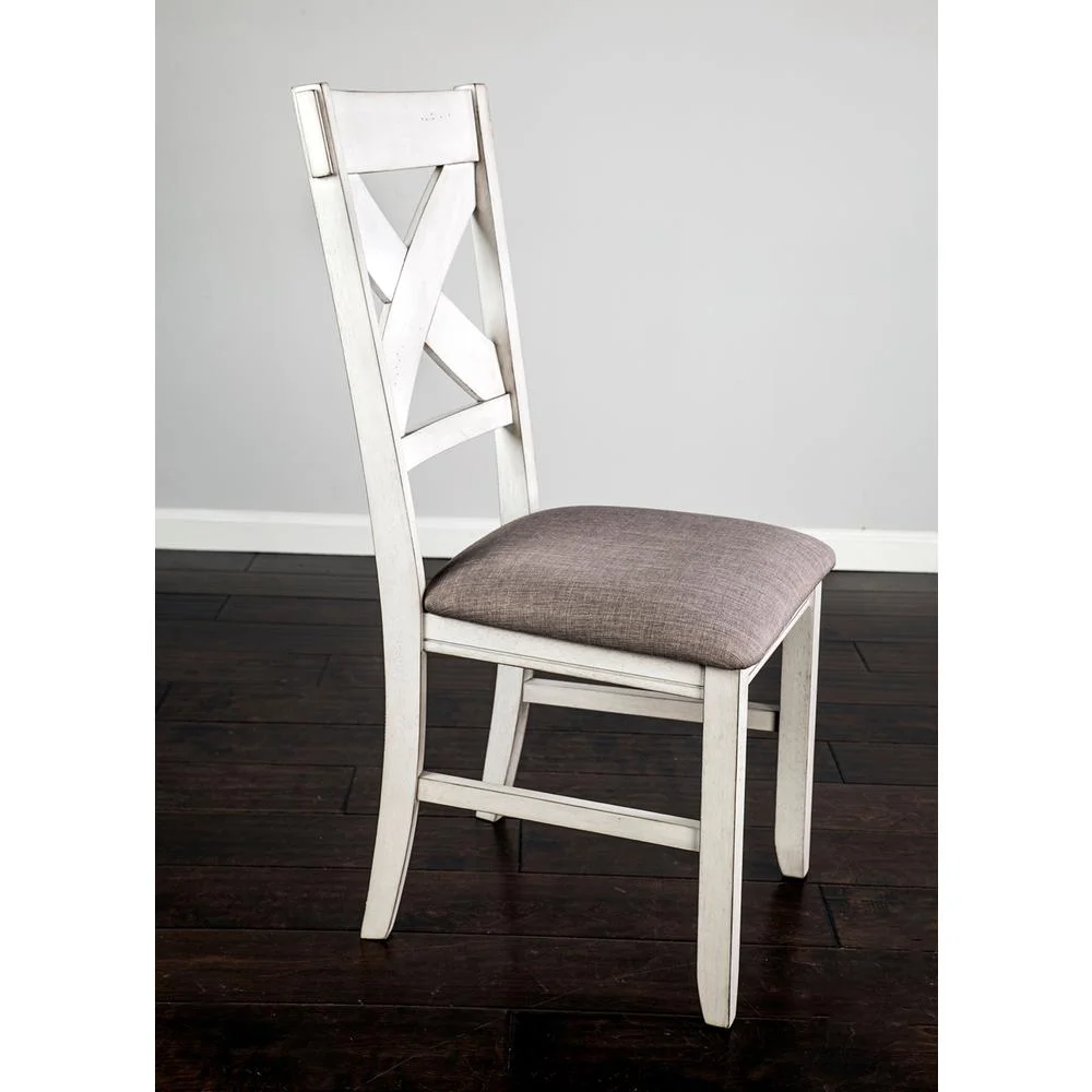 Bernards Homestead Solid Wood Cross Back Side Chair in Antique White (Set of 2)