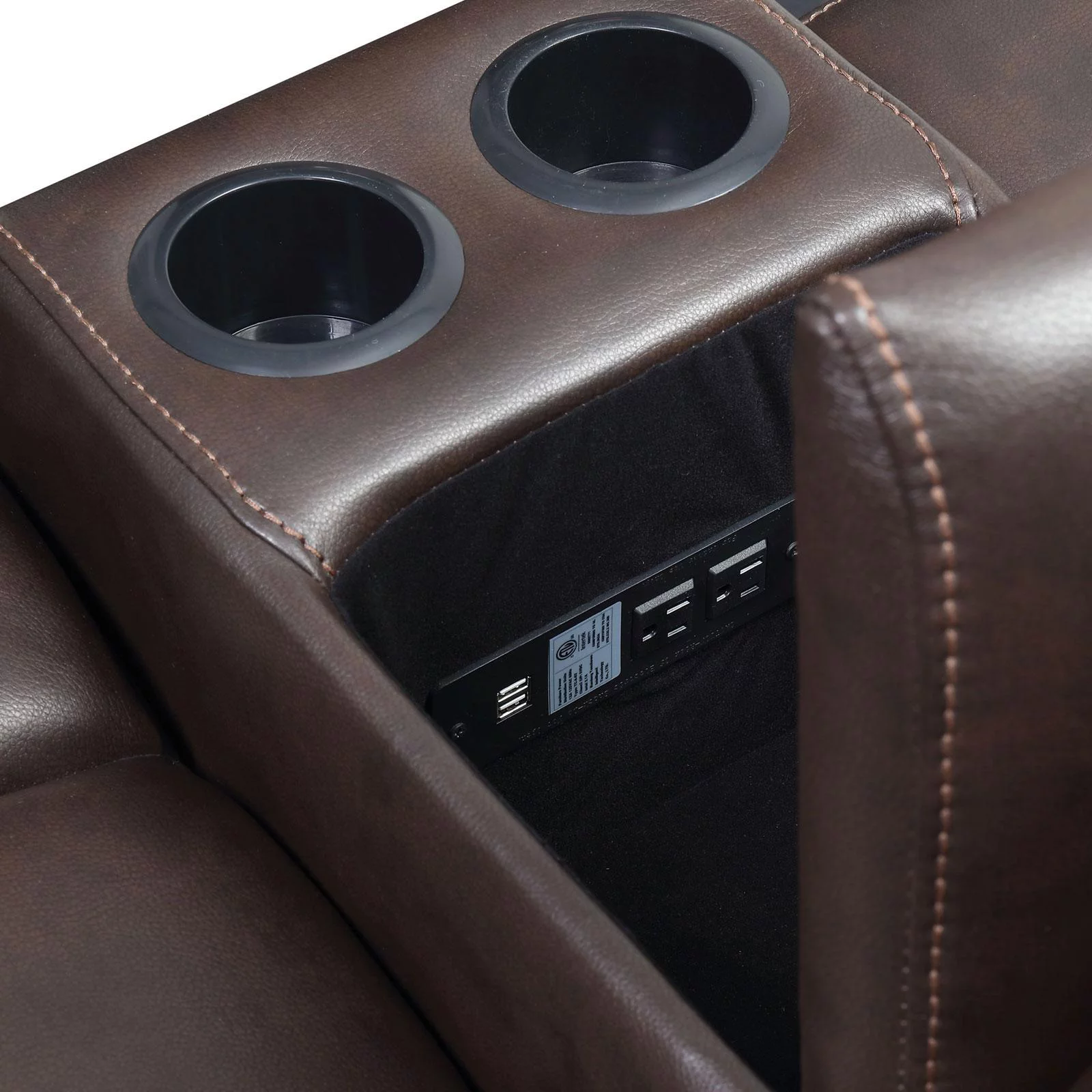 Transitional Faux Leather Upholstery Sofa in Brown Chenai Furniture of America