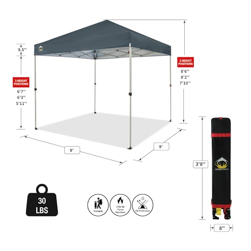 CROWN SHADES 10x10 Pop Up Canopy - Beach Tent with One Push Setup - Easy Outdoor Sun Shade for Events, Parties, Camping - Gazebo with STO-N-Go Cover Bag, Silver Coated Top, White