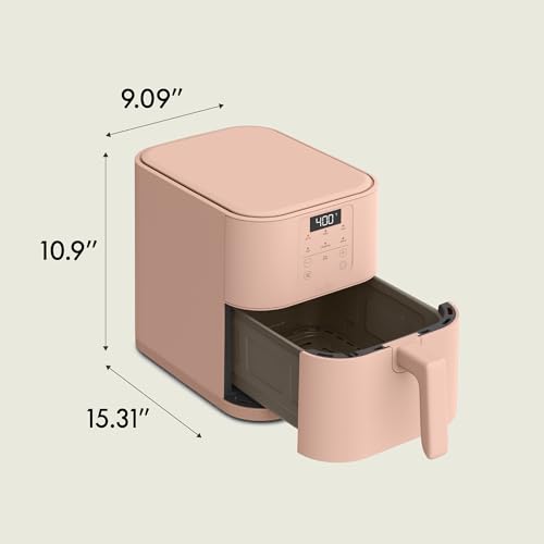 bella 4Qt Slim Air Fryer, Fits-anywhere™ Kitchenware, EverGood™ Ceramic Nonstick Coating, Adjustable Temperature, 6 Preset Cooking Options, 60 Min Auto Shutoff w Audible Tone, 3.3lb Capacity, Oatmilk