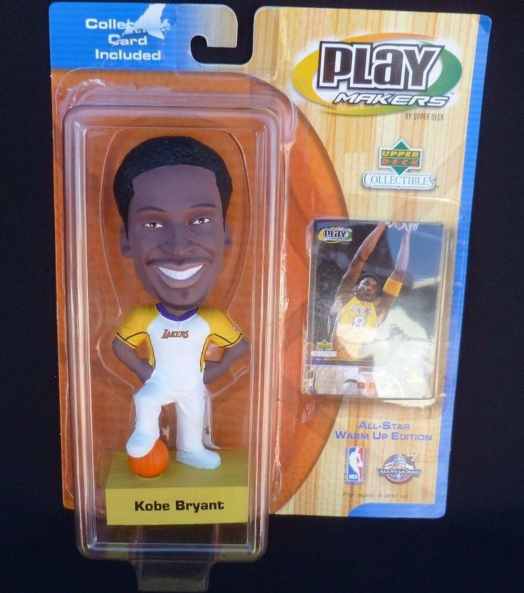 KOBE BRYANT UPPER DECK PLAY MAKERS BOBBLE HEAD & CARDS 2001