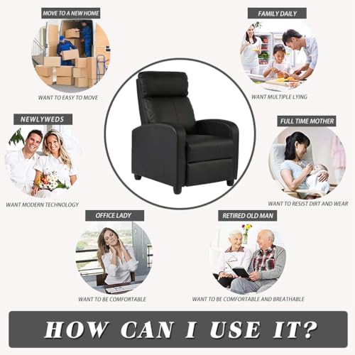 FDW Recliner Chair Reclining Sofa Leather Chair Home Theater Seating Lounge with Padded Seat Backrest