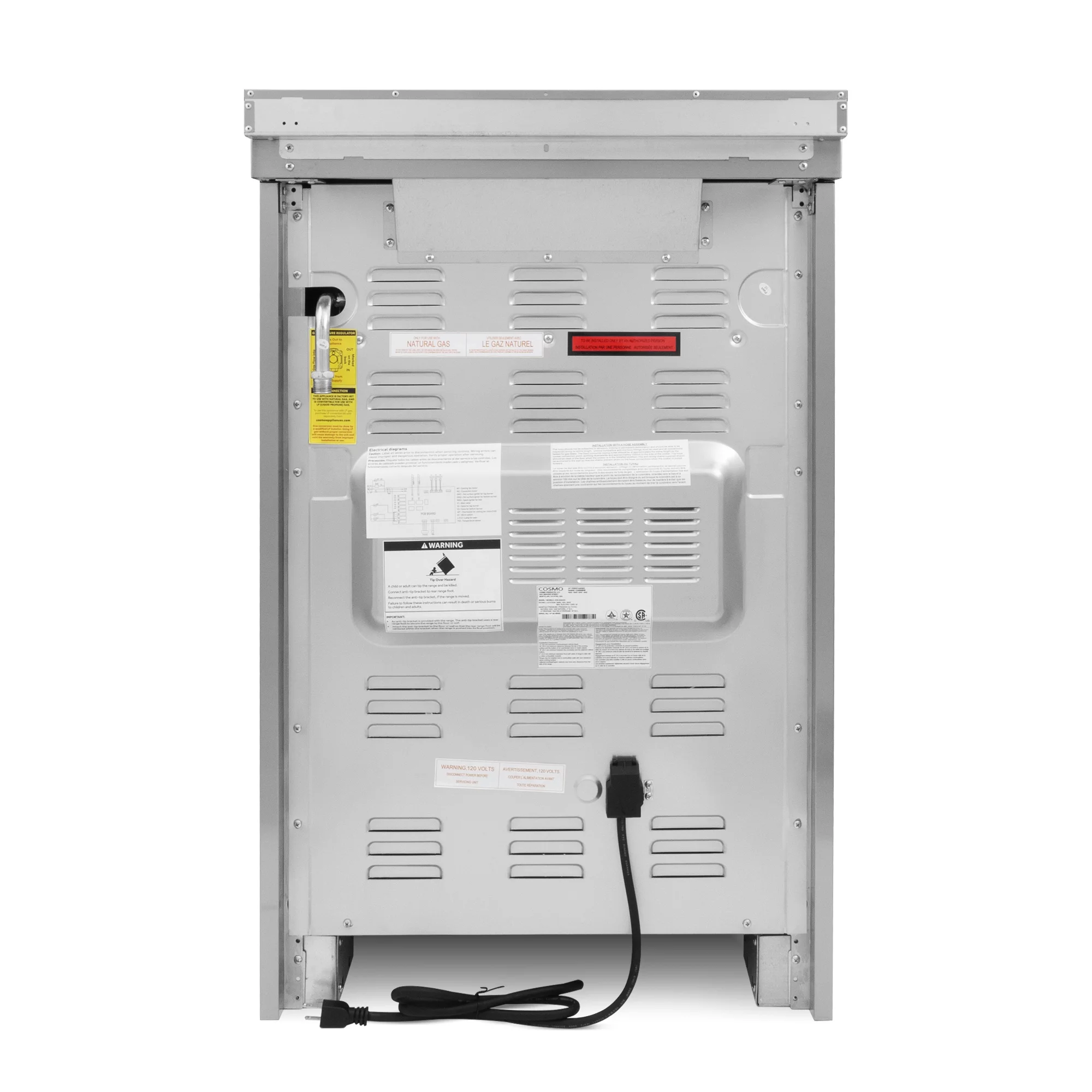 Cosmo 2.73 cu. ft. Single Oven Gas Range Kitchen Stove with 4 Burner Cooktop, Heavy Duty Cast Iron Grates in Stainless Steel