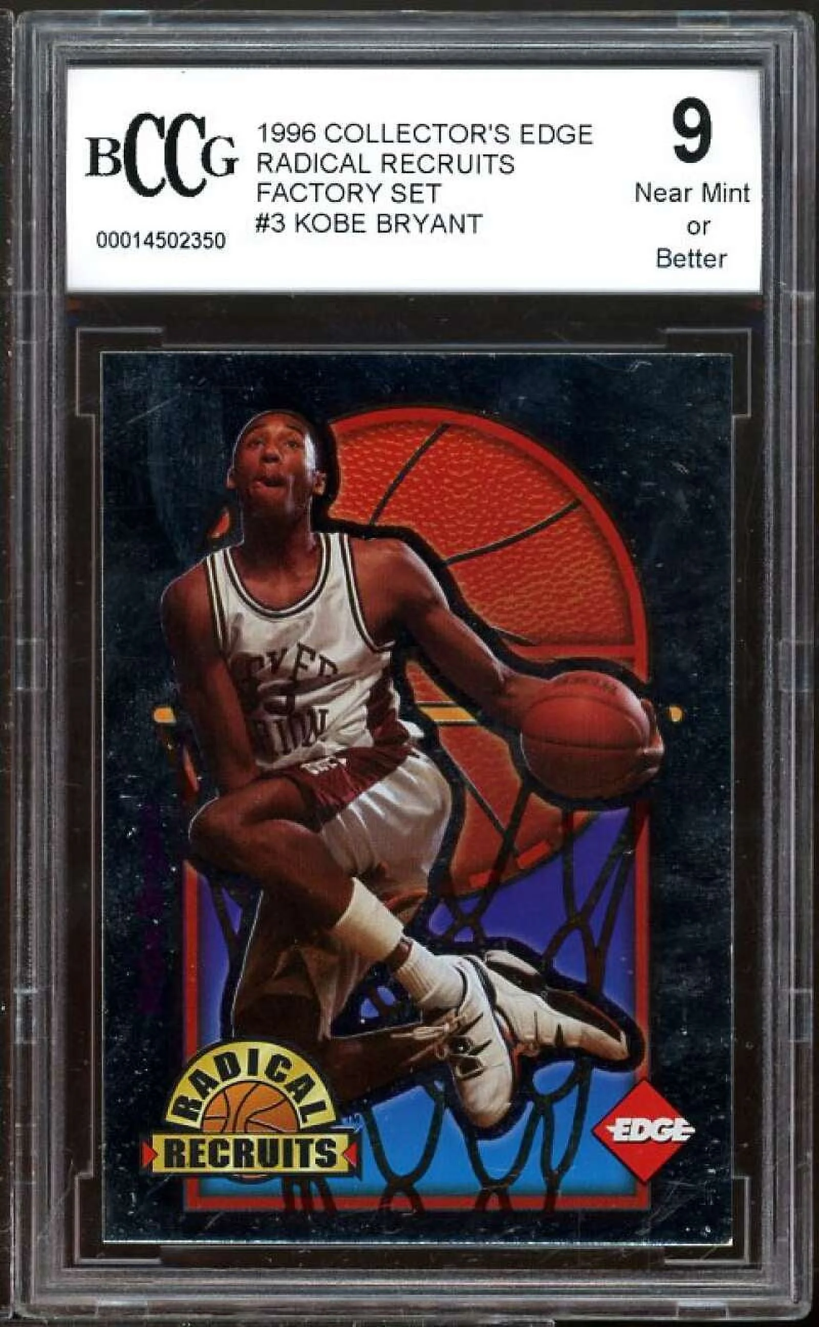 1996 Collectors Edge Rookie RR Recruits Factory Set #3 Kobe Bryant BGS BCCG 9 NM