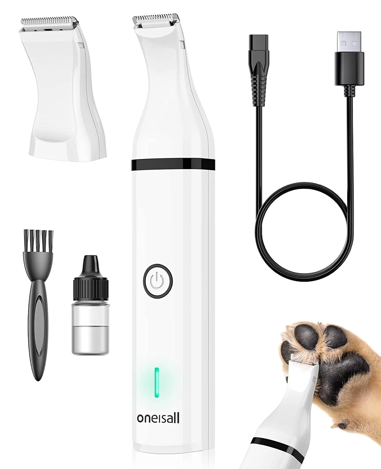 Dog Clippers with Double Blades,Cordless Small Pet Hair Grooming Trimmer,Low Noise for Trimming Dog's Hair Around Paws, Eyes, Ears, Face, Rump (White)
