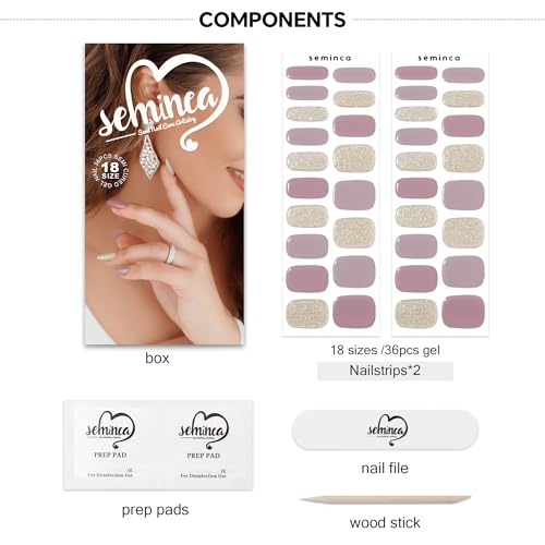 Semi Cured Gel Nail Strips-Easy Apply Christmas Gel Nail Stickers Holiday Semi Cured Manicure Strips with Sparkling Xmas Designs (Classic Yule)