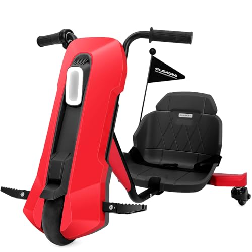 ELEMARA Drift Cart with Stepless Speed,12V Electric Drift Kart with Adjustable Seat,Drifting Car with Pennant, 6.5 MPH, Kids Ride On Toy with LED Lights,Music,Bluetooth,for Kids Age 6+, Pink